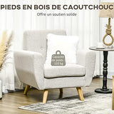 HOMCOM Fauteuil de Salon Relax Style scandinave Dossier capitonné en Tissu 85 x 76,5 x 86 cm - Gris Clair et Pieds en Bois