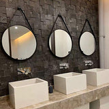 AMZOPDGS Miroir, Miroir Mural décoratif Suspendu avec Cadre Noir en métal Miroir de Rasage Rond Moderne Montage Facile pour Salle de Bain, décoration d'intérieur, 70x70CM