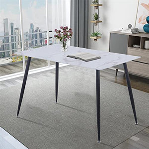 GOLDFAN Table à Manger Ronde En Verre 80 Cm Avec Pieds Métal - Style Moderne