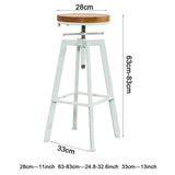 Tabouret de Bar Vintage Industriel, Rustique Tabouret de bar pivotant, Siège en bois rond et tabouret en métal, Tabouret à hauteur de comptoir réglable blanc