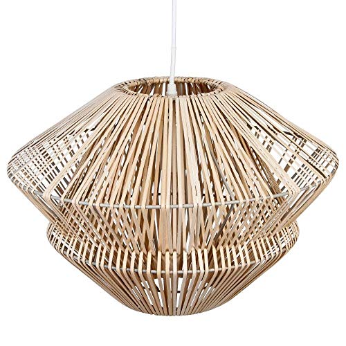 Grande suspension lustre en ROTIN - Diamètre 45 cm - Coloris : BOIS Naturel