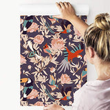Muralo Papier Peint Magnifiques Plantes et Oiseaux Vinyle Jungle Forêt et Pluie Feuilles - 234233524
