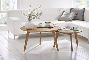 Table basse en bois massif Ø 90 cm - Coeur de hêtre - Inspiration Scandinave - STOCKHOLM