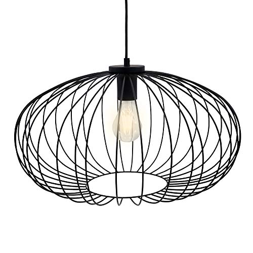 BRILONER Leuchten Lampes suspension, lampe suspension 1 flamme, lampe suspension rétro/vintage, Acier noir, 1x E27, max. 60 Watt, noir, 500x500x1200mm (LxLxH)