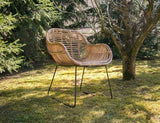 Chaise longue Animal-design - En rotin - Robuste - Avec accoudoir - Pour balcon, terrasse