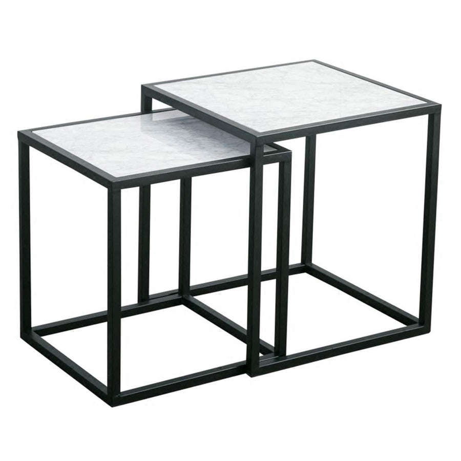 XWZJY Marbre Nordique Tables gigognes, Table Basse 2 pièces, Carré Table d'appoint empilable pour Le Salon Accueil, 40 x 40 x 45 cm + 45 x 45 x 50 cm