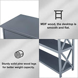 Table console, table d'entrée, 3 niveaux, design Classic X avec tiroir, salle d'entrée, table étroite, facile à monter (gris)