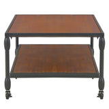 Tidyard Table Basse avec 1 Etagère en Bois de Sapin Style Industriel Marron 120x60x40 cm