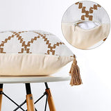 LOMOHOO Housses de Coussin décoratif pour canapé-lit, taies d'oreiller carrées en Coton avec Pompons, Oreiller de Coussin Boho pour Salon, 18 x 18 Pouces café (1pc) (Coffe)
