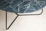 pib Table Basse scandinave Vertü en marbre Vert - Association Facile, Matériaux Nobles | Une Table Basse au Luxe Intemporel Entre marbre Vert et métal Mat - Noir foncé (L80 x H33 x P80 cm)