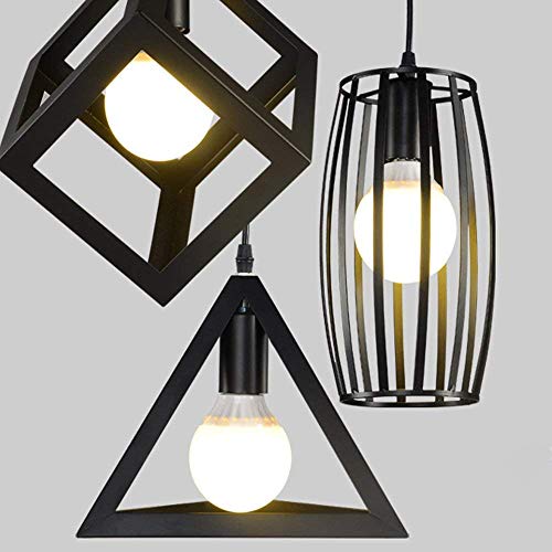 Suspension Luminaire Vintage Cage Métal, Lustre Industriel 3 Lampes E27 Corde Ajustable pour Salon Cuisine Chambre Noir | Leroy Merlin