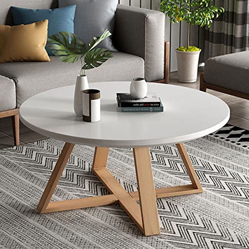 LBSI Tables Basses Rondes pour Salon Ensemble de 2 Petites Tables d LBSI Tables Basses Rondes pour Salon Ensemble de 2 Petites Tables d'appoint Blanches et Grises, Modernes Table Basse Gigogne, Assemblage Robuste et Facile (Color : White, Size : 80 * 80 * 45cm)