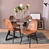 MEUBLE COSY Lot de 4 chaises de salle à manger Scandinave Fauteuil Salon Cuisine Pied Métal Noir Rétro Vintage en suédine Marron