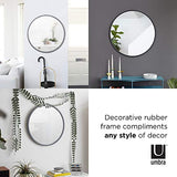 Umbra Hub Miroir Mural Rond Avec Cadre En Caoutchouc Pour Salon, Salle De Bain, Chambre, Entrée et Bien Plus Encore, Noir, 61cm 1008243-040