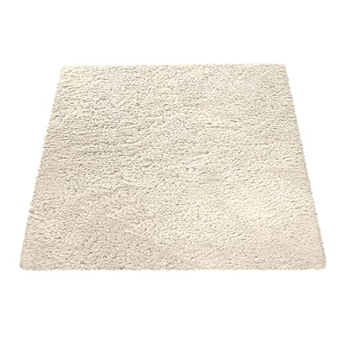Paco Home Tapis Poils Hauts Moelleux Moderne Shaggy Style Flokati Confortable Uni Blanc, Dimension:160x230 cm