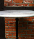GM-Milte Table de jardin Table bistro en marbre Blanc, Pied en fonte Ø 60 cm