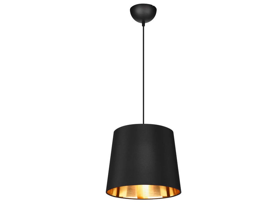 Suspension décorative avec abat-jour STOFF Ø 30 cm en noir et intérieur or - Design unique Suspension décorative avec abat-jour STOFF Ø 30 cm en noir et intérieur or - Design unique
