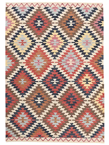 RugVista, Kelim Usak, Tapis, Pile Courte, 160 x 230 cm, Rectangulaire, Tapis Kelim Moderne, Laine, Couloir, Chambre, Cuisine, Salon, Noir/Gris, Gris RugVista, Kelim Usak, Tapis, Pile Courte, 160 x 230 cm, Rectangulaire, Tapis Kelim Moderne, Laine, Couloir, Chambre, Cuisine, Salon, Noir/Gris, Gris