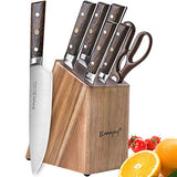 Emojoy Couteau de Cuisines, Set Couteaux Acier Inoxydable Allemand 7 Pieces, Bloc de Couteaux avec Couteau de Chef, Bloc en Bois, Lot de Couteaux Cuisine Professionnelle