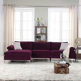 BHDesign Amanda New - Canapé d'angle Moderne 5 Personnes - Velours - Coloris Violet