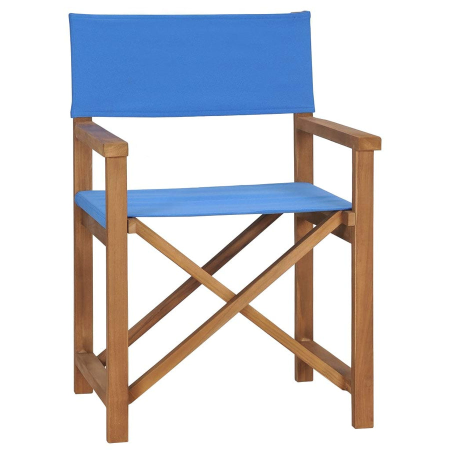 vidaXL Chaise de Metteur en Scène Chaise de Camping Chaise d vidaXL Chaise de Metteur en Scène Chaise de Camping Chaise d'Extérieur Chaise de Jardin Chaise de Directeur Plage Bleu Bois de Teck Solide