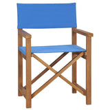 vidaXL Chaise de Metteur en Scène Chaise de Camping Chaise d'Extérieur Chaise de Jardin Chaise de Directeur Plage Bleu Bois de Teck Solide