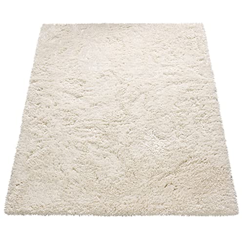Paco Home Tapis Poils Hauts Moelleux Moderne Shaggy Style Flokati Confortable Uni Blanc, Dimension:200x290 cm