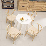 Tomile Wishbone Style Chaise CH24 / tissé Assise de Chaise/Chaise de Salle à Manger en Bois Massif/Chaise de Fauteuil en rotin (Couleur: Couleur Bois Naturel)