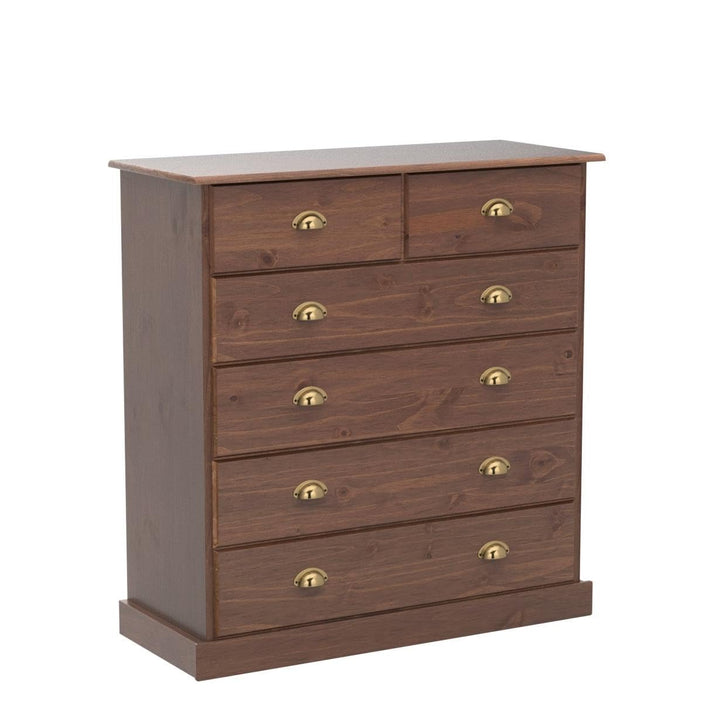 IDIMEX Commode de Chambre Paris avec 6 tiroirs en pin Massif lasuré Brun foncé IDIMEX Commode de Chambre Paris avec 6 tiroirs en pin Massif lasuré Brun foncé