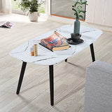 MEUBLE COSY Table Basse Salon en Marbre Ovale Meuble de Rangement Design Bout de canapé Moderne Armature en métal, 110x50x40cm