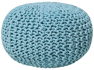 Pouf Rond en Coton Bleu Clair à Billes de Polystyrène Coussin d Pouf Rond en Coton Bleu Clair à Billes de Polystyrène Coussin d'Intérieur Conrad
