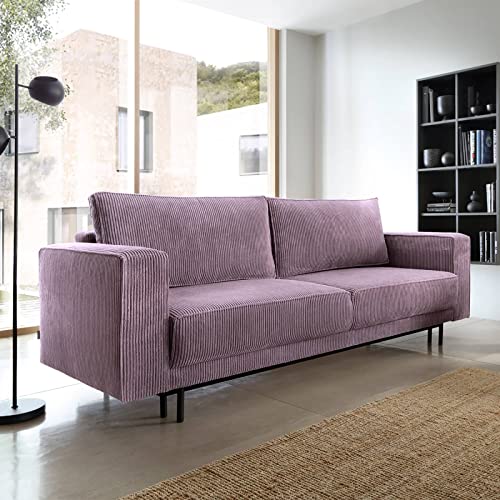 Mobilier-Deco Naomie - Canapé Convertible avec Coffre de Rangement en Velours cotelé Violet