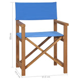 vidaXL Chaise de Metteur en Scène Chaise de Camping Chaise d'Extérieur Chaise de Jardin Chaise de Directeur Plage Bleu Bois de Teck Solide