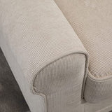 HOMCOM Canapé 3 Places dim. 197L x 84P x 90H cm Coussin déco. Inclus Pieds Bois Massif pin Tissu Aspect Velours côtelé Beige