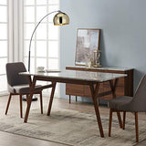 Teamson Home Table à Manger rectangulaire Faux marbre Blanc Pieds Noyer Ashton VNF-00079W