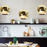 Industrial miroir moderne verre boule luminaire, miroir ajustable, Pendentif boule Ligh, ombre de lampe de plafond pour cuisine, salle à manger, Bar (Gold, 25cm)