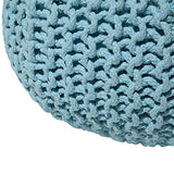 Pouf Rond en Coton Bleu Clair à Billes de Polystyrène Coussin d'Intérieur Conrad