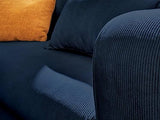 Lisa Design - Billie - canapé 3 Places - Convertible avec Coffre - en Velours côtelé - Bleu Ardoise