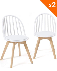 KAYELLES chaises scandinaves bistrot avec Coussin Bold Lot de 2 (Blanc)