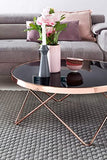 FineBuy Design Table Verre métal ø 82 cm Noir/Cuivre | Table du canapé Moderne | Table Basse en Verre Table | Table de Salon Rond