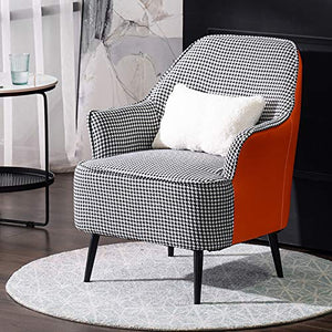 GATR Fauteuil Simple, Chaise De Canapé Paresseux en Cuir Assortie De Couleur Pied-de-Poule, Convient pour Petit Appartement Salon Réception Petit Appartement Chambre SS(Size:B,Color:Orange)