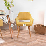 FURNISH1 Lot de 2 Fauteuil Chaise de Salle à Manger Scandinave en Tissu Jaune Métal Look Bois Chêne Design Salon Bureau Chambre