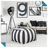 DESHOME - Pouf repose-pieds d'extérieur et intérieur tissu hydrofuge, déhoussable avec rembourrage 60 x 60 x 50 cm : Pouf pour canapé de séjour chambre à coucher, Pouf rayé