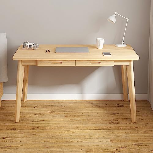 HczioN Bureau en Bois avec 2 tiroirs, Poste de Travail pour Bureau à Domicile, Bureau d'ordinateur Simple, Table de Travail PC, Table de Travail Robuste pour Chambre à Coucher et Bureau (80 x 50 x
