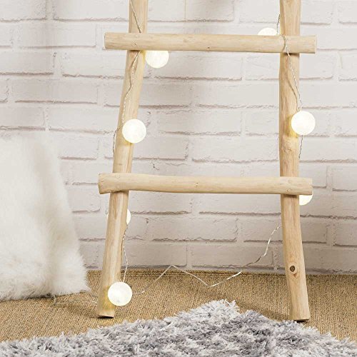 Wanda Collection – Porte-Serviettes Échelle Bambou Blanc Patiné – 4 Barres – Style Naturel & Moderne Salle De Bain