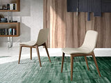 Angel CERDA | Chaise de salle à manger tapissée en tissu, pieds bois noyer, style moderne
