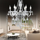 SAILUN 6 lustre en cristal lustre pampilles moderne vintage plafonnier lampe pendentif E14 suspension pour le salon, salle à manger, chambre à coucher (6-lustre)