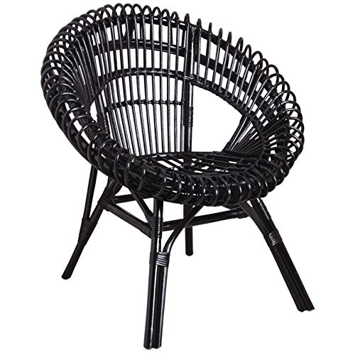 AubryGaspard Fauteuil Soleil en rotin laqué Noir AubryGaspard Fauteuil Soleil en rotin laqué Noir