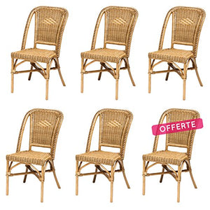 Rotin Design Lot de 6 chaises Selva Miel en Osier