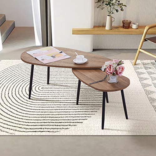GOLDFAN Table Basse Bois Moderne Lot de 2 Table Basse Gigognes Triangulaire pour Salon Bureau Table d GOLDFAN Table Basse Bois Moderne Lot de 2 Table Basse Gigognes Triangulaire pour Salon Bureau Table d'appoint Design Scandinave, Marron